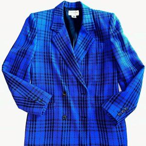 Wool Christian Dior Plaid Blue & Black Vintage Blazer
